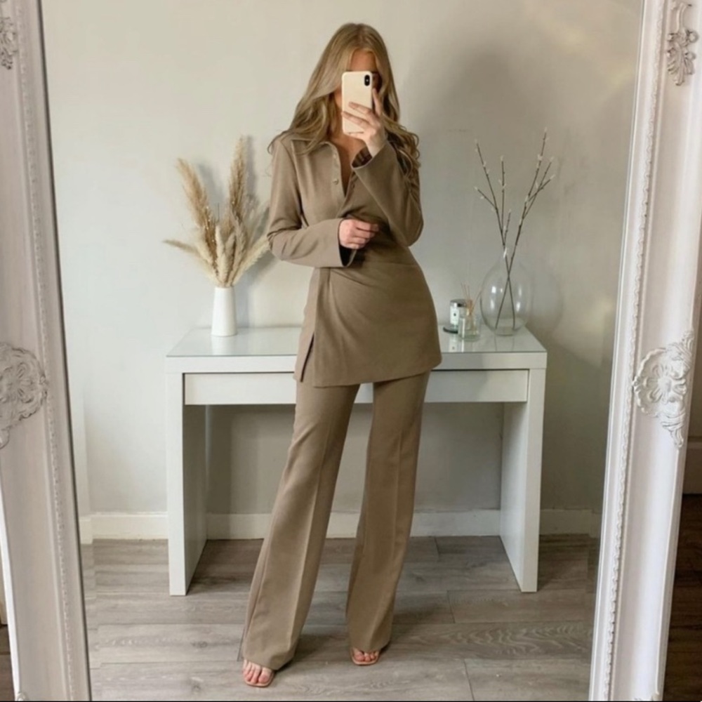 Zara longline shirt/blazer, camel color, S (pants not included) new with tags